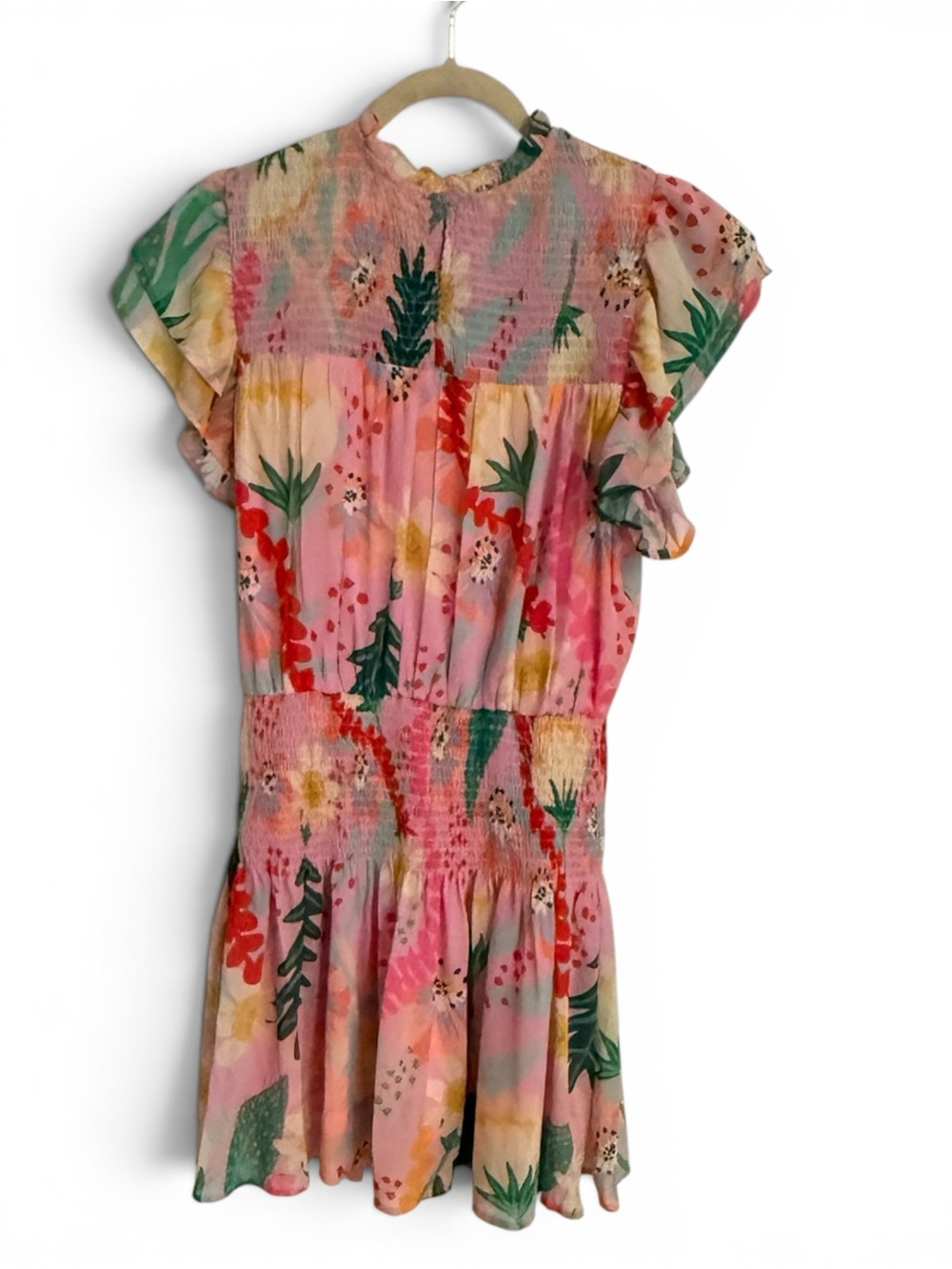 entro Pink Floral Smocked Ruffle Mini Dress - Picture 3 of 7